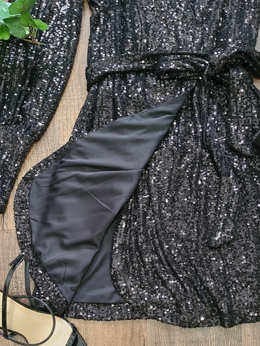 Black Sequin Mini Dress  NWT - Picture 3 of 9
